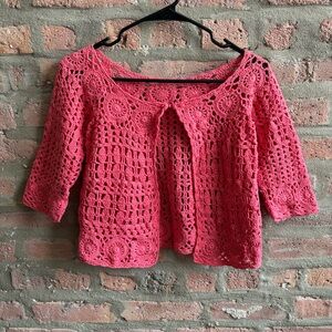 Pink Crochet Handmade Cardigan size S - M